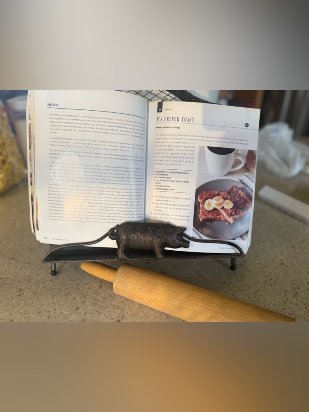 Farmhouse Pig Cookbook Stand Rustic Metal Kitchen Book Holder